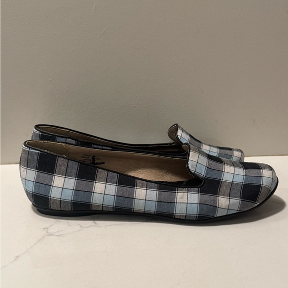 L.L. Bean Blue and Black Plaid Sleek Loafers - Picture 1 of 8